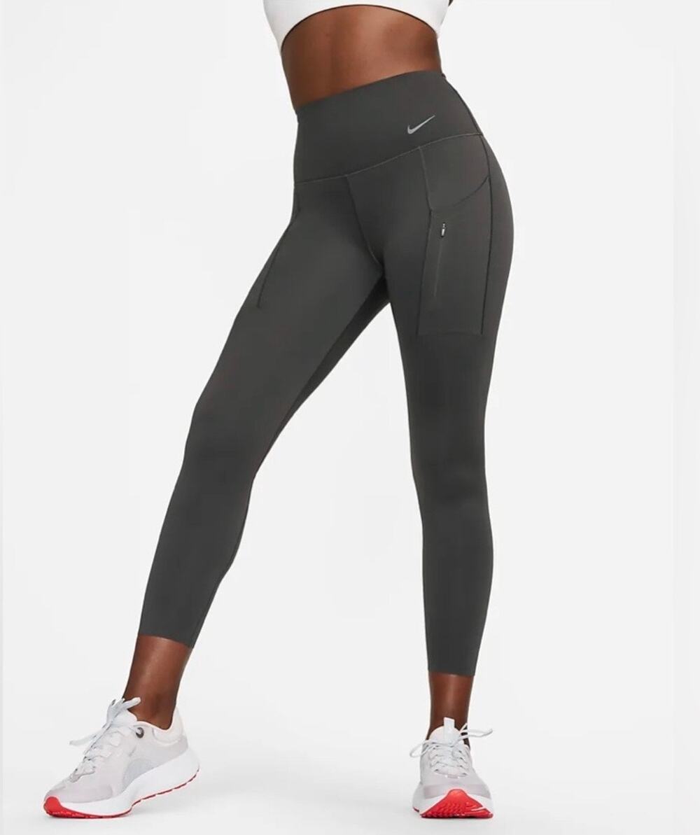 Nike Go Dri-FIT Women's XL Firm Support High Waisted Leggings Charcoal Gray